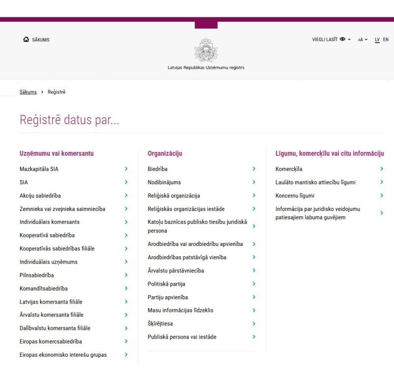 Reģistrācijas soļi